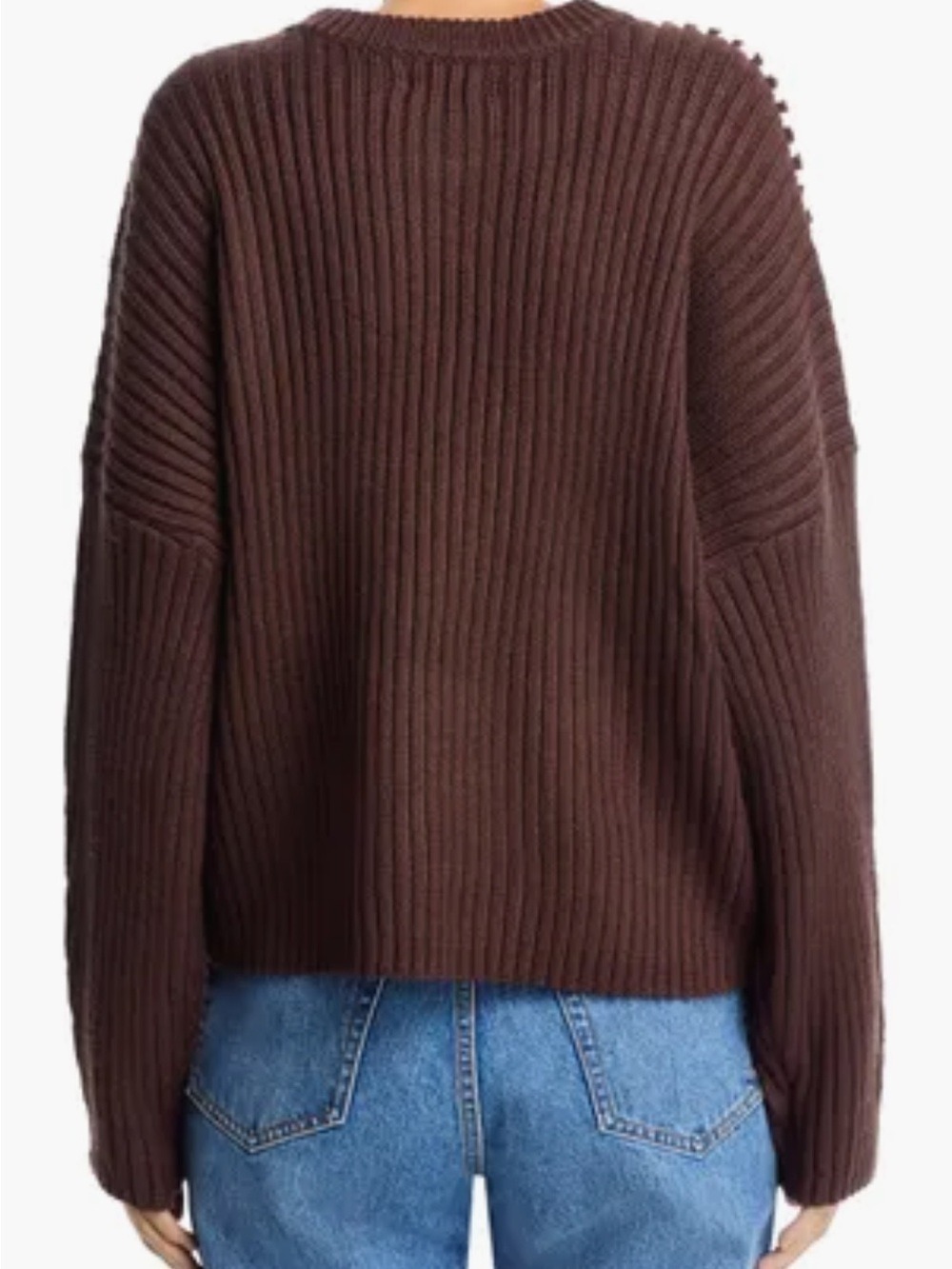 Elan Ribbed Blanket Stitch Sweater Brown M Granola Girl Cozy Indie Boho Earthy - Picture 6 of 12